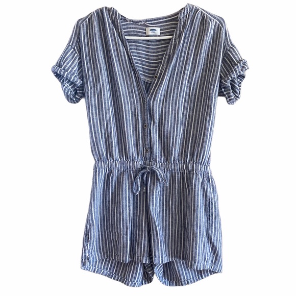 Old Navy Gingham Striped Button-down Romper - Picture 1 of 13